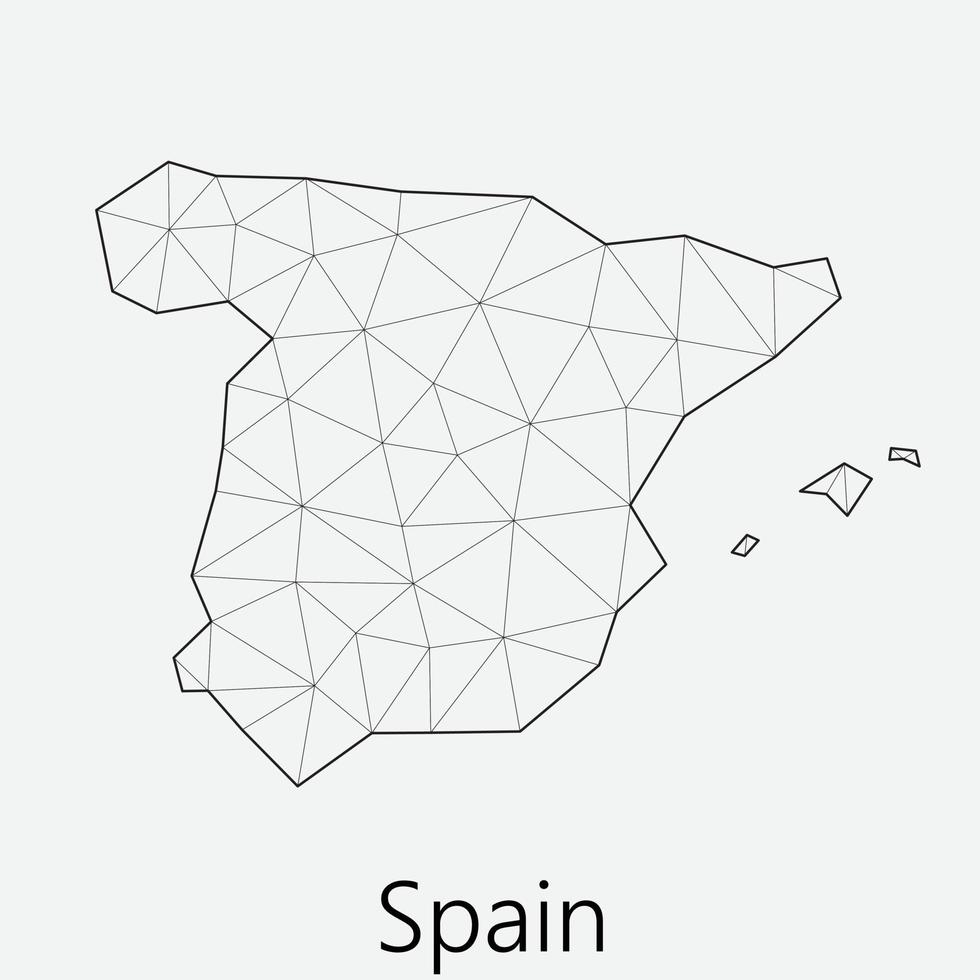 vector bajo poligonal España mapa.