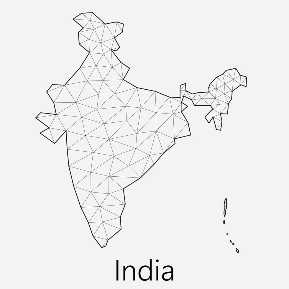 vector bajo poligonal India mapa.