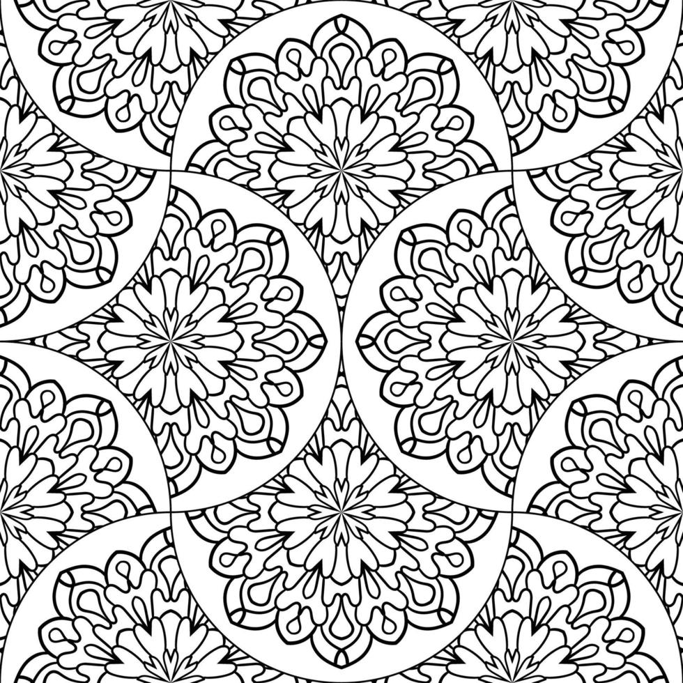 Abstract mandala fish scale seamless pattern. Ornamental tile, mosaic background. Floral patchwork infinity card. Arabic, Indian, ottoman motifs. vector