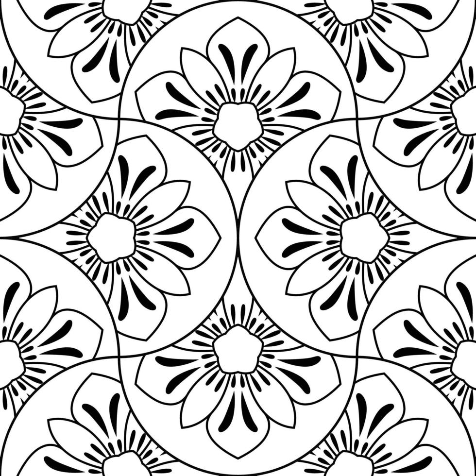 Abstract mandala fish scale seamless pattern. Ornamental tile, mosaic background. Floral patchwork infinity card. Arabic, Indian, ottoman motifs. vector