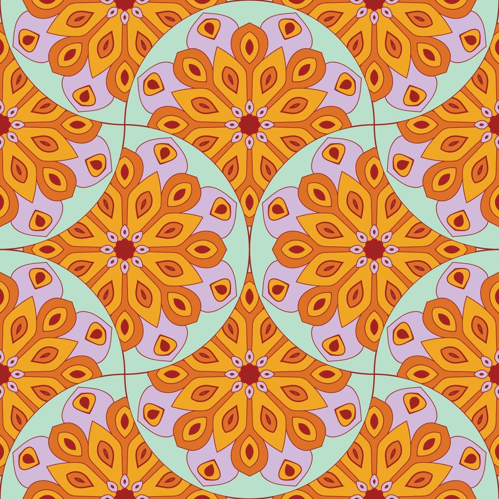 resumen mandala pescado escala sin costura modelo. ornamental teja, mosaico antecedentes. floral labor de retazos infinito tarjeta. Arábica, indio, otomano motivos vector