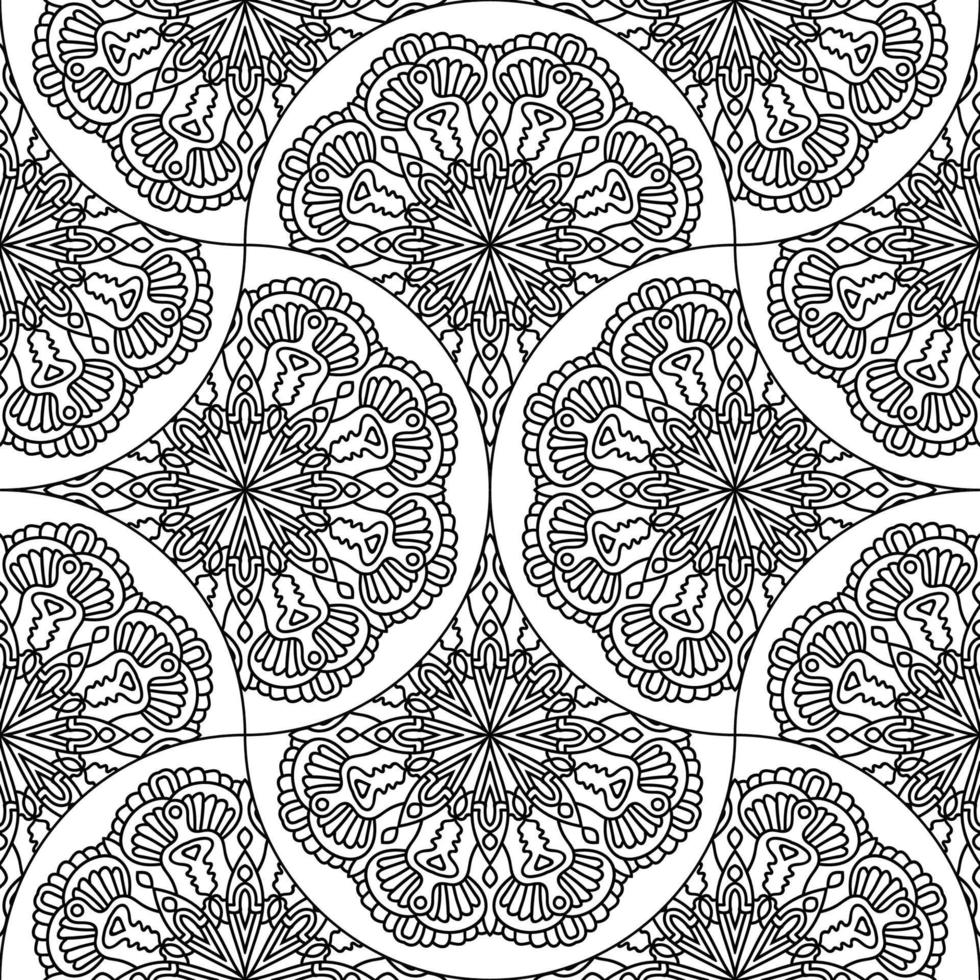 Abstract mandala fish scale seamless pattern. Ornamental tile, mosaic background. Floral patchwork infinity card. Arabic, Indian, ottoman motifs. vector