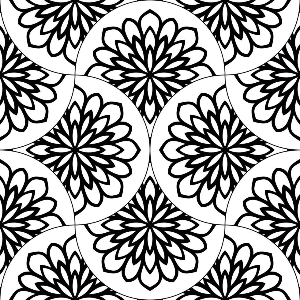 Abstract mandala fish scale seamless pattern. Ornamental tile, mosaic background. Floral patchwork infinity card. Arabic, Indian, ottoman motifs. vector