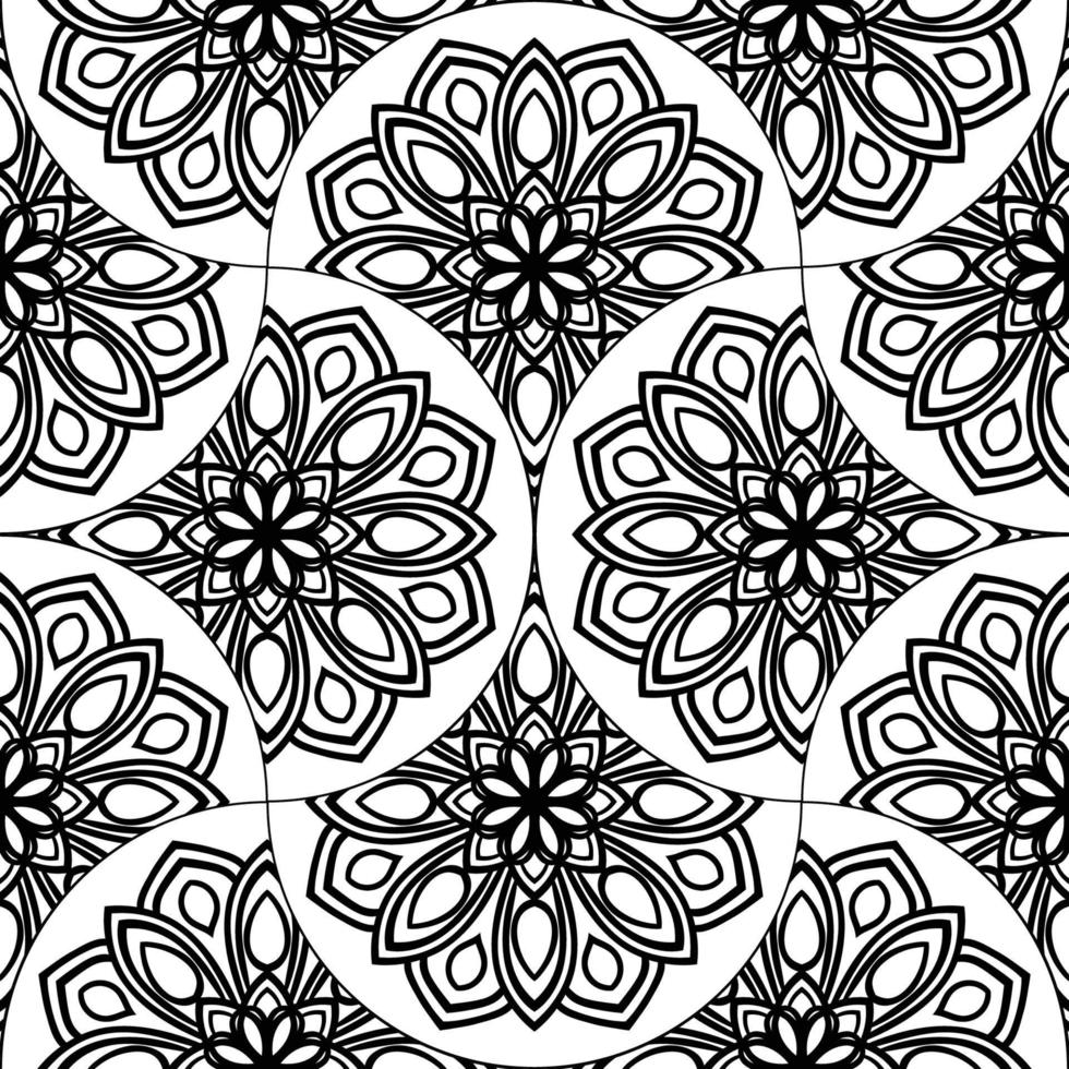 Abstract mandala fish scale seamless pattern. Ornamental tile, mosaic background. Floral patchwork infinity card. Arabic, Indian, ottoman motifs. vector