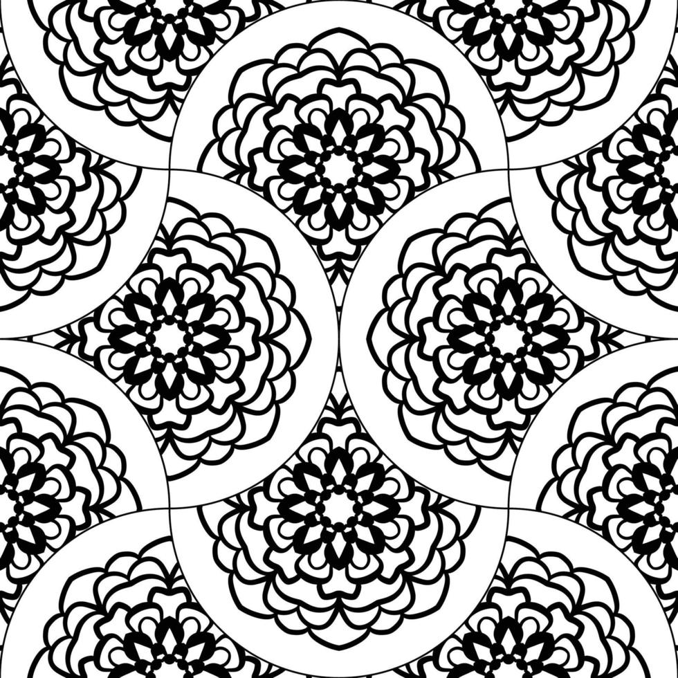 Abstract mandala fish scale seamless pattern. Ornamental tile, mosaic background. Floral patchwork infinity card. Arabic, Indian, ottoman motifs. vector