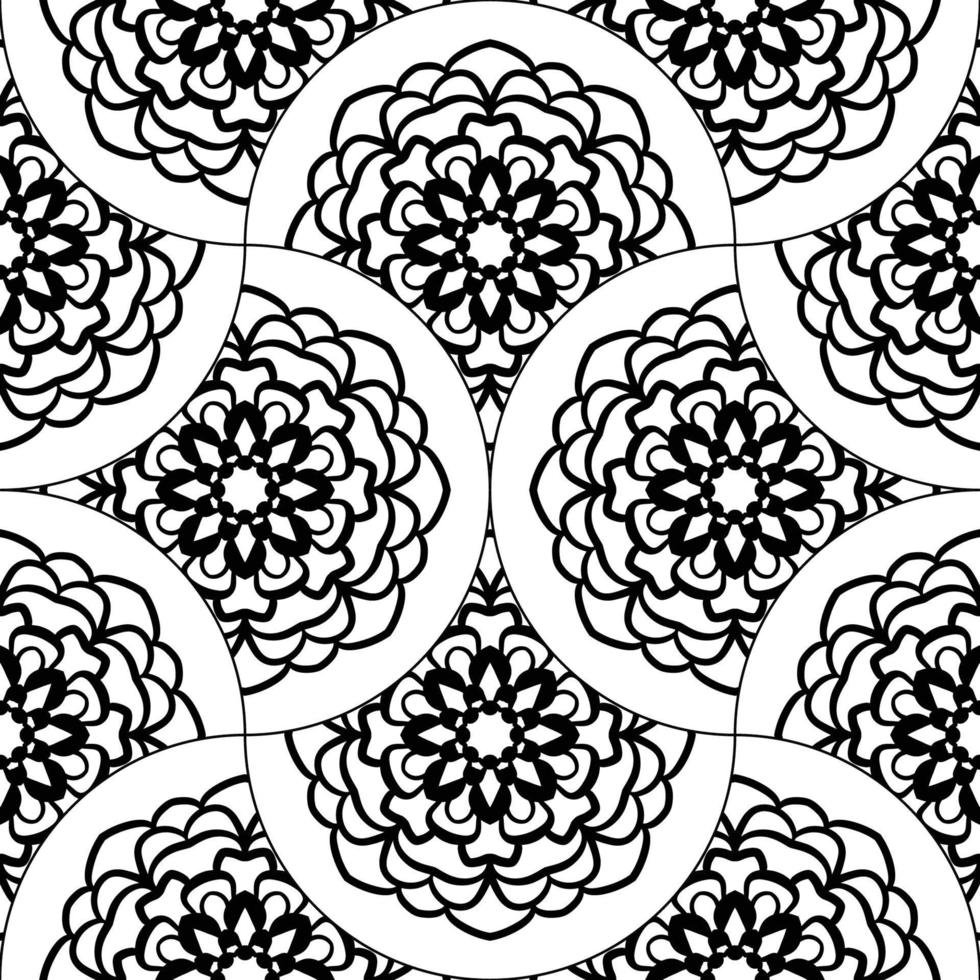 Abstract mandala fish scale seamless pattern. Ornamental tile, mosaic background. Floral patchwork infinity card. Arabic, Indian, ottoman motifs. vector