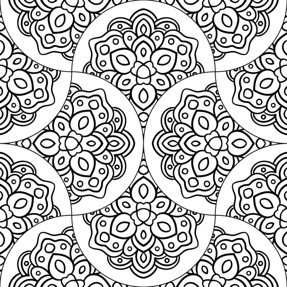 Abstract mandala fish scale seamless pattern. Ornamental tile, mosaic background. Floral patchwork infinity card. Arabic, Indian, ottoman motifs. vector
