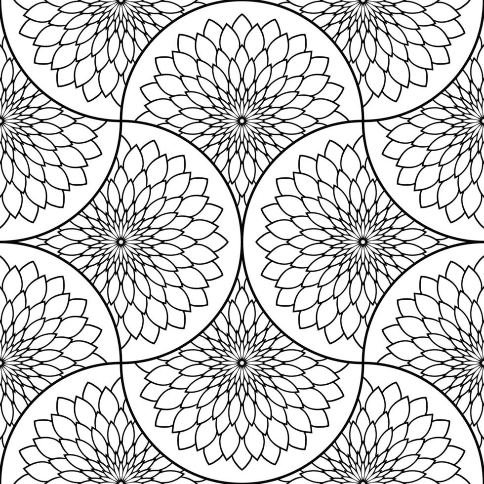 Abstract mandala fish scale seamless pattern. Ornamental tile, mosaic background. Floral patchwork infinity card. Arabic, Indian, ottoman motifs. vector