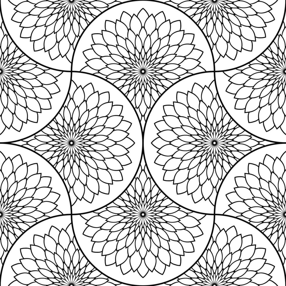 Abstract mandala fish scale seamless pattern. Ornamental tile, mosaic background. Floral patchwork infinity card. Arabic, Indian, ottoman motifs. vector