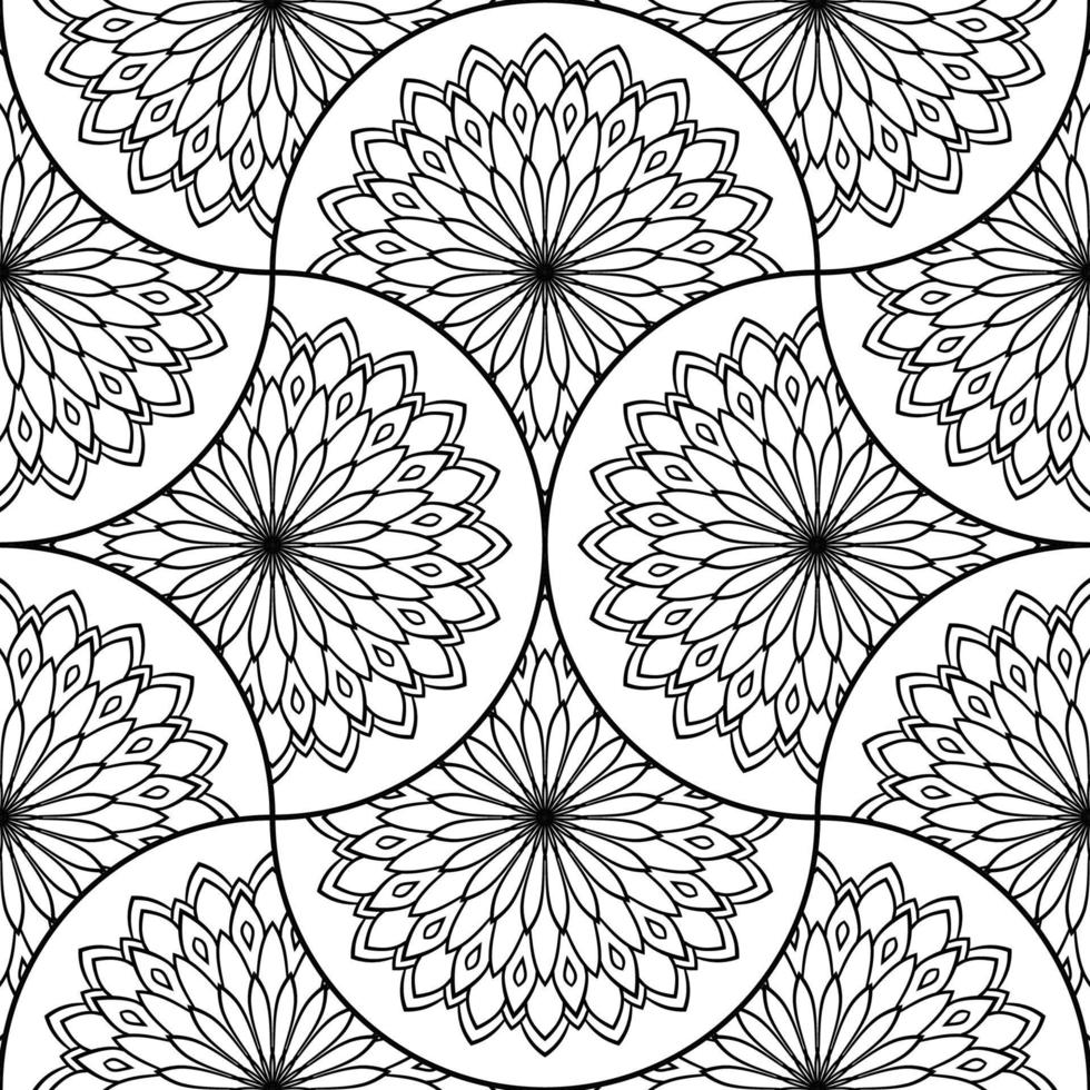 Abstract mandala fish scale seamless pattern. Ornamental tile, mosaic background. Floral patchwork infinity card. Arabic, Indian, ottoman motifs. vector