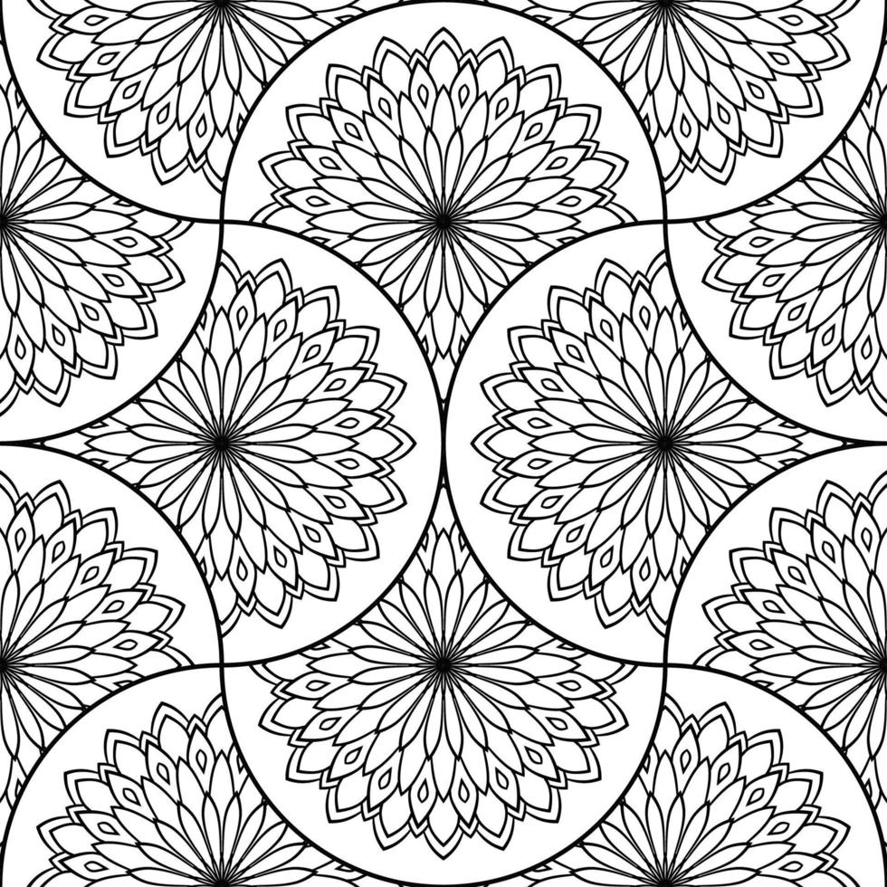 Abstract mandala fish scale seamless pattern. Ornamental tile, mosaic background. Floral patchwork infinity card. Arabic, Indian, ottoman motifs. vector