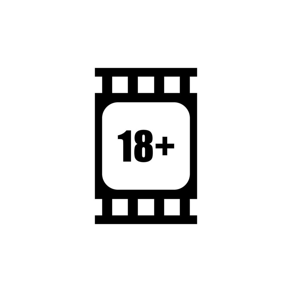 Sign of Adult Only for Eighteen Plus or Twenty One Plus Age in the Filmstrip. Age Rating Movie Icon Symbol for Movie Poster, Apps, Website or Graphic Design Element. Vector Illustration