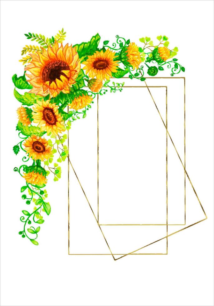 resumen flor de moda botánico marco girasol otoño pared letras salvaje floral plantas hoja . vector