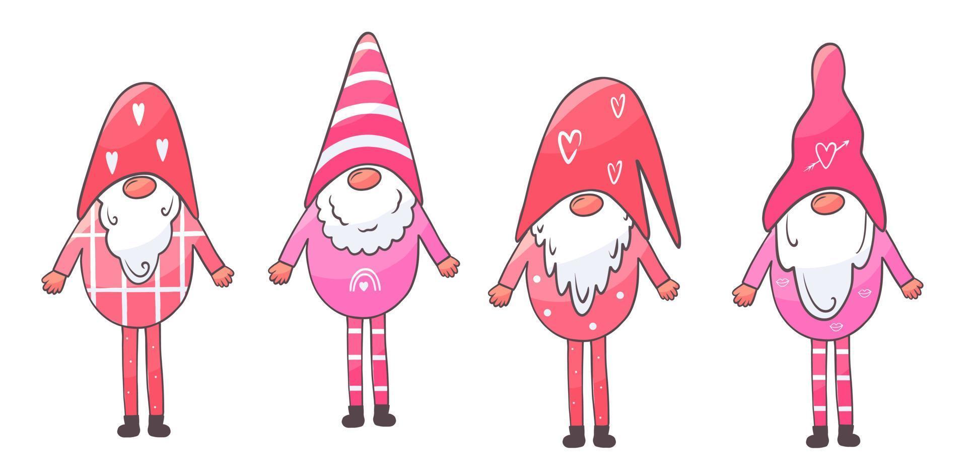 Valentine Day gnomes set vector