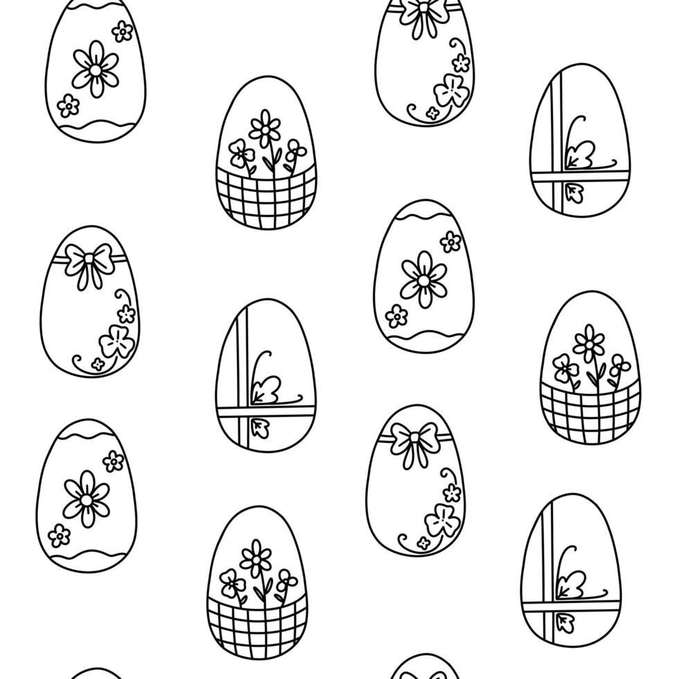 doodle egg pattern vector