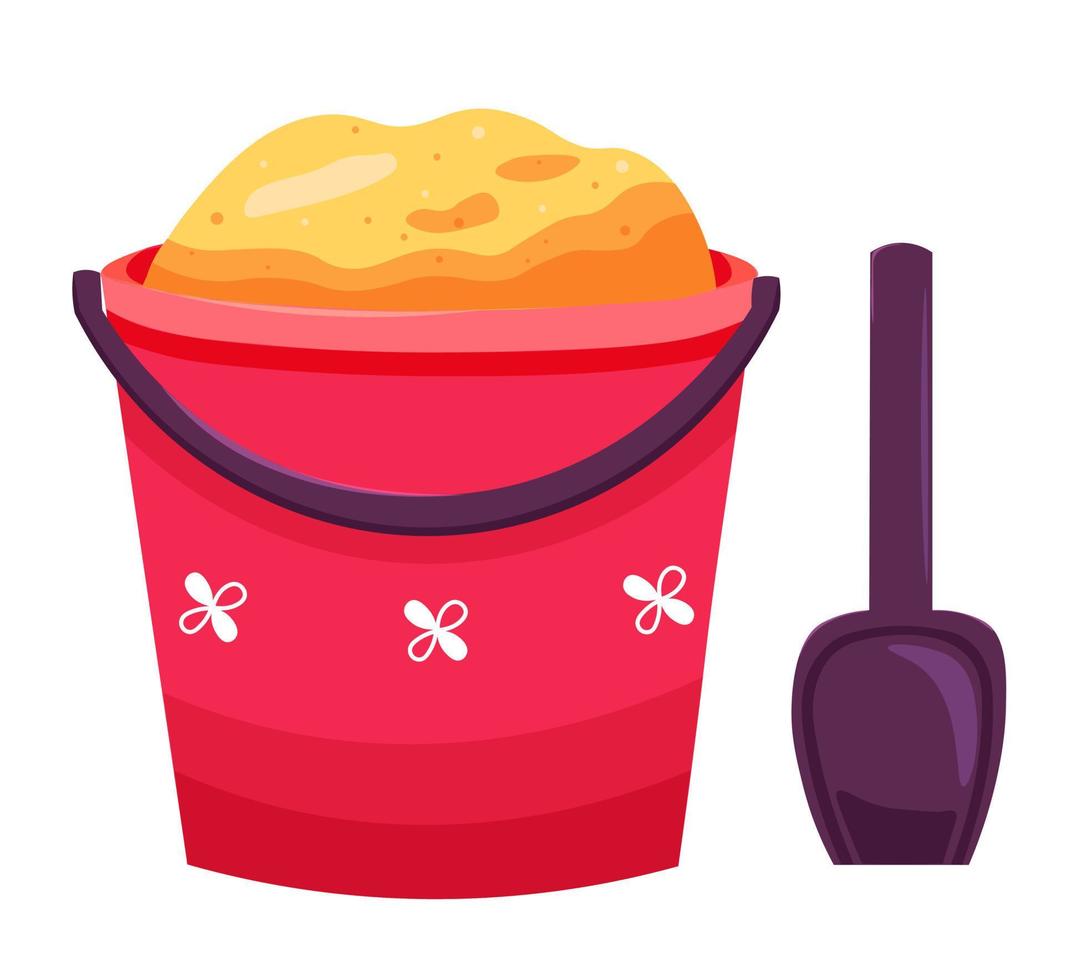Bucket with sand and spade vector