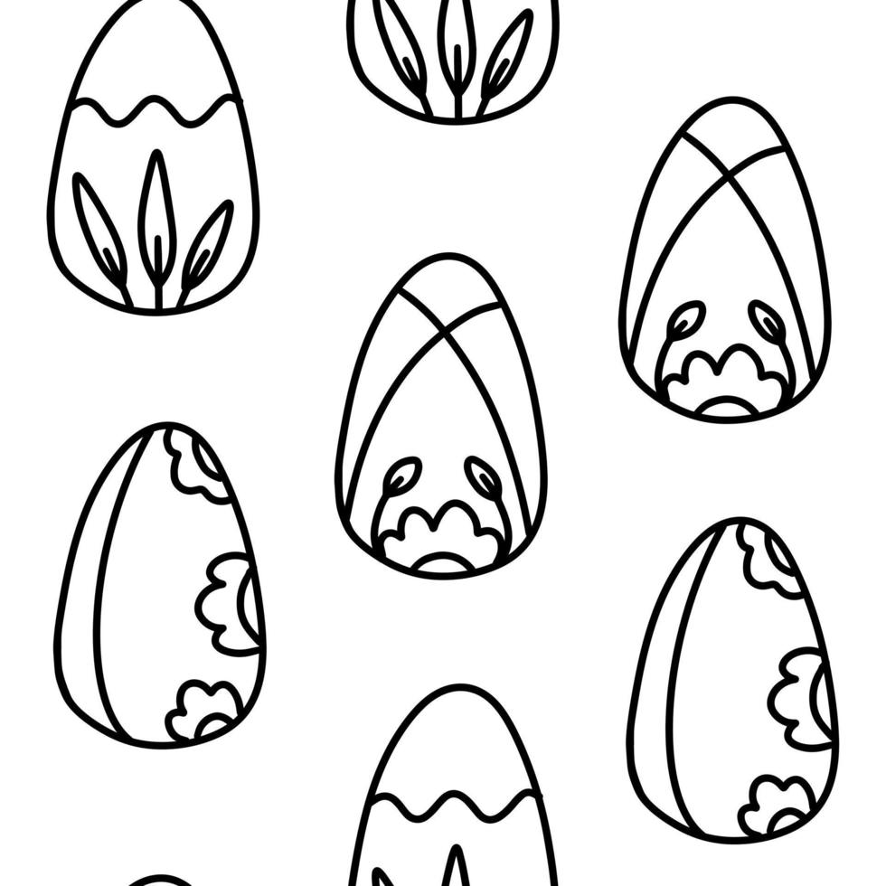 doodle egg seamless pattern vector