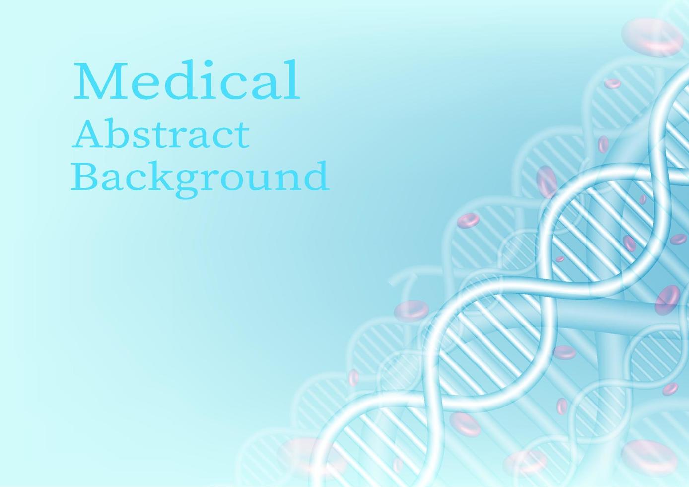 abstract medical background dna and red blood cells bottom right There is an empty space on the left side. On a clean bright blue gradient background vector