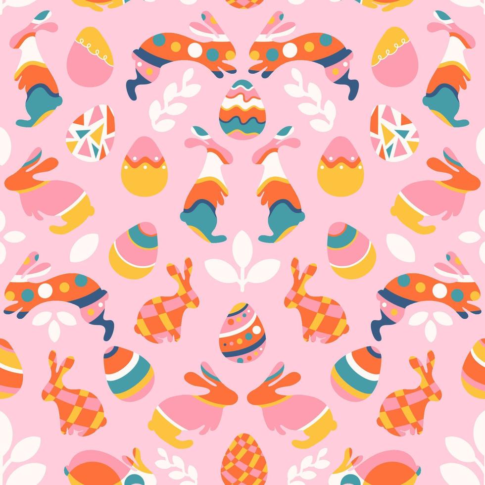 Seamless pattern with Easter bunny eggs vector illustration