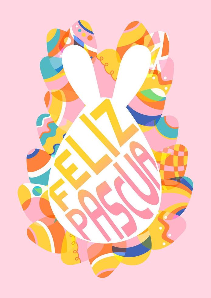 Happy Easter greeting card with eggs vector illustration
