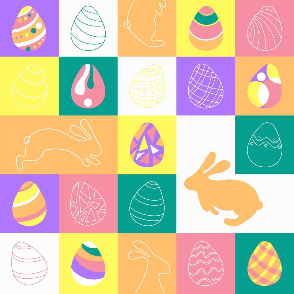 Seamless pattern with Easter eggs and bunnies vector illustration