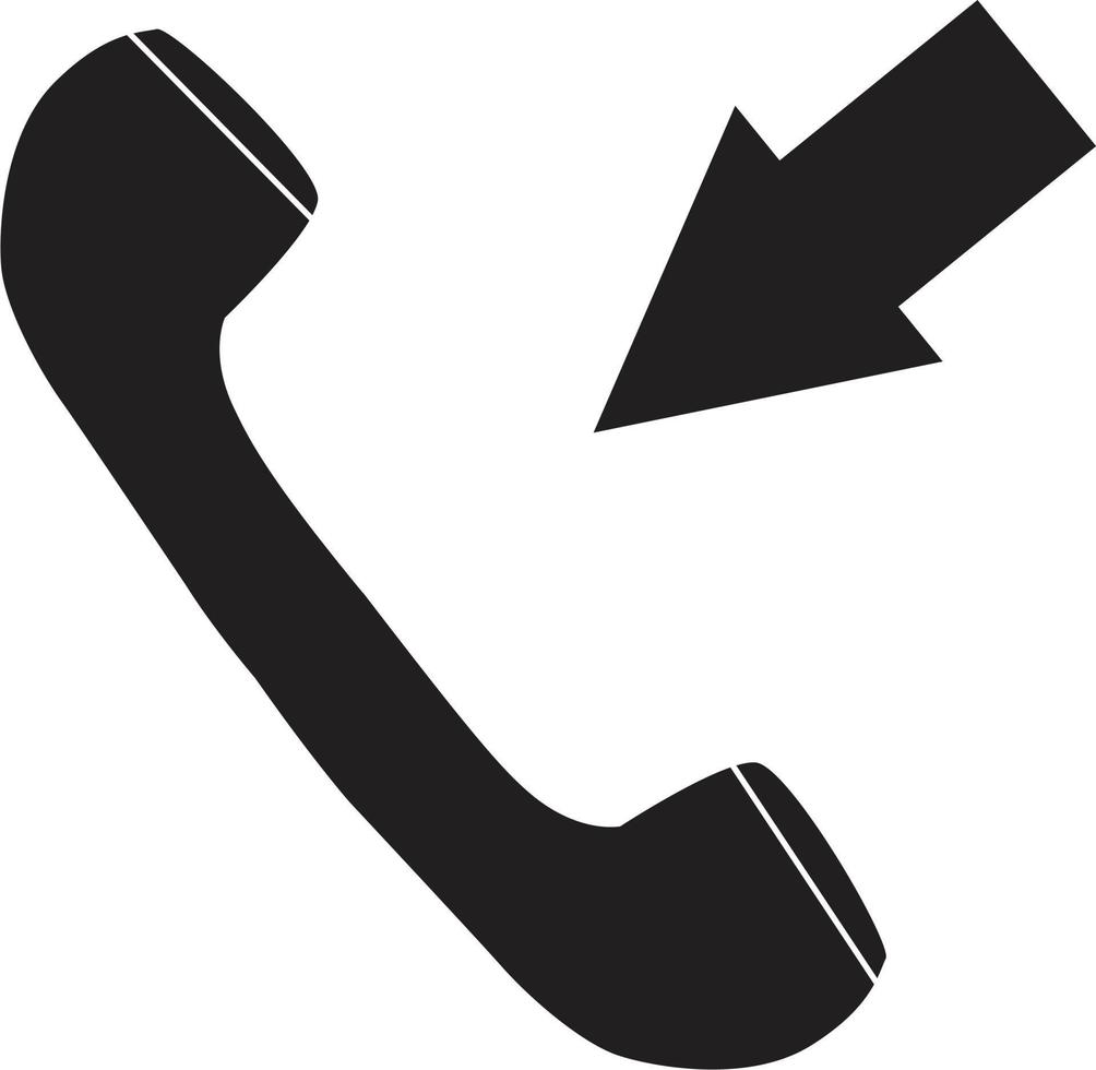 Incoming call icon on white background. Phone handset with arrow symbol. Handset with arrow sign. flat style. vector