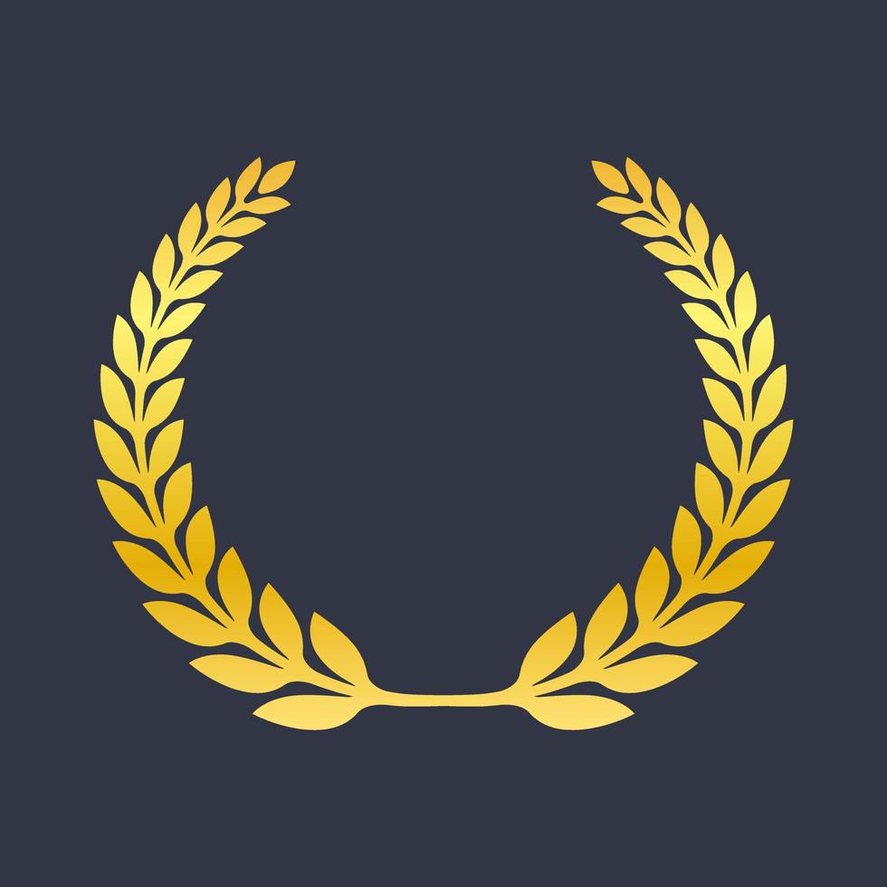 Golden Leaf Wreath Victory Symbol Icon Vector Illustration
