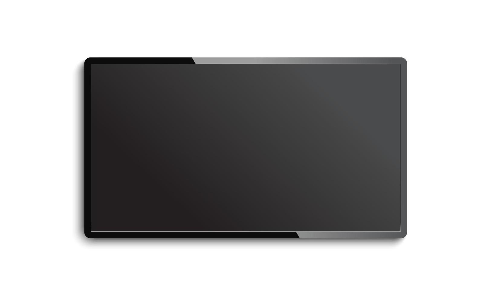 Realistic LCD LED TV Glossy Frame Black Screen Vector Illustration