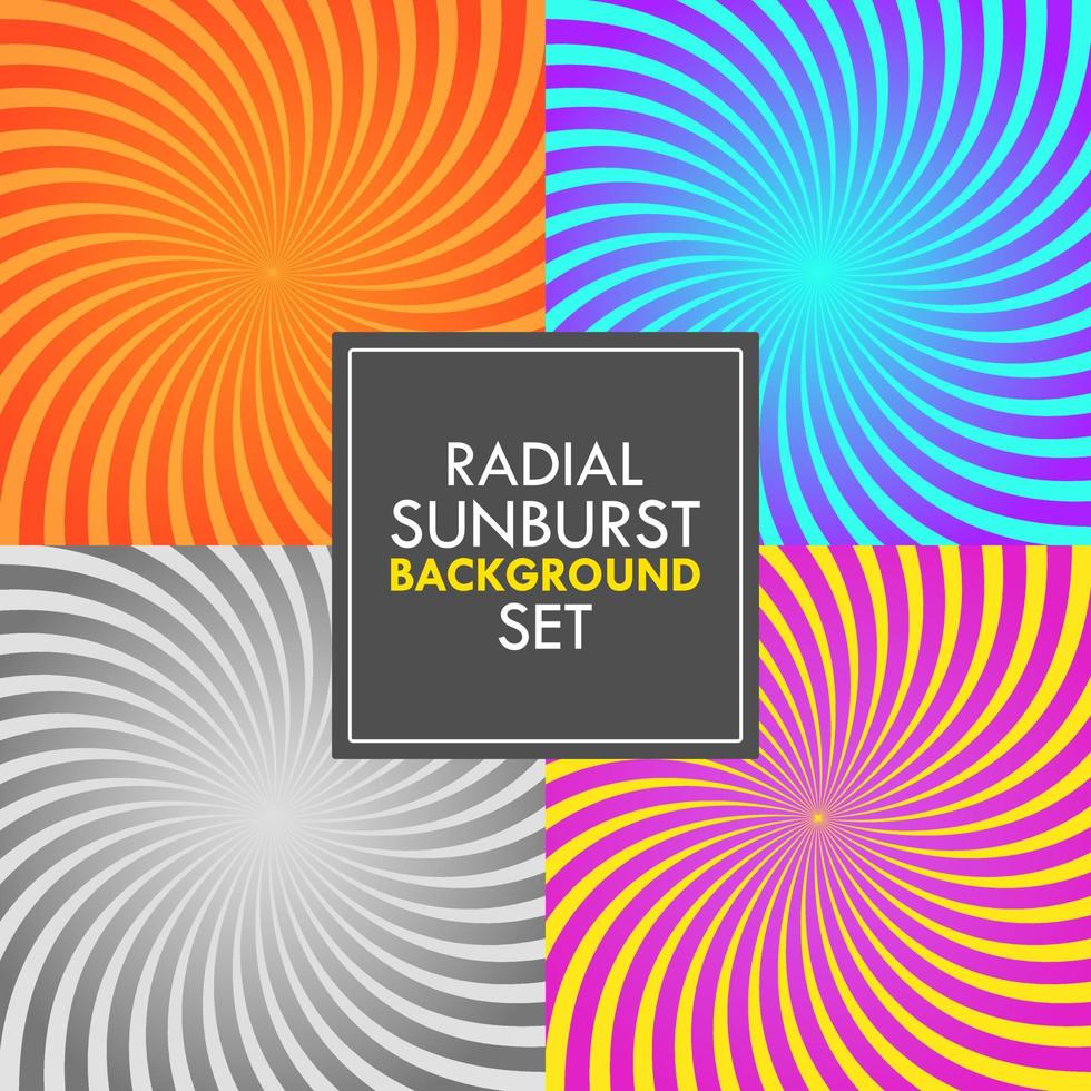 Colorful Radial Sunburst Square Background Set Vector Cover Banner