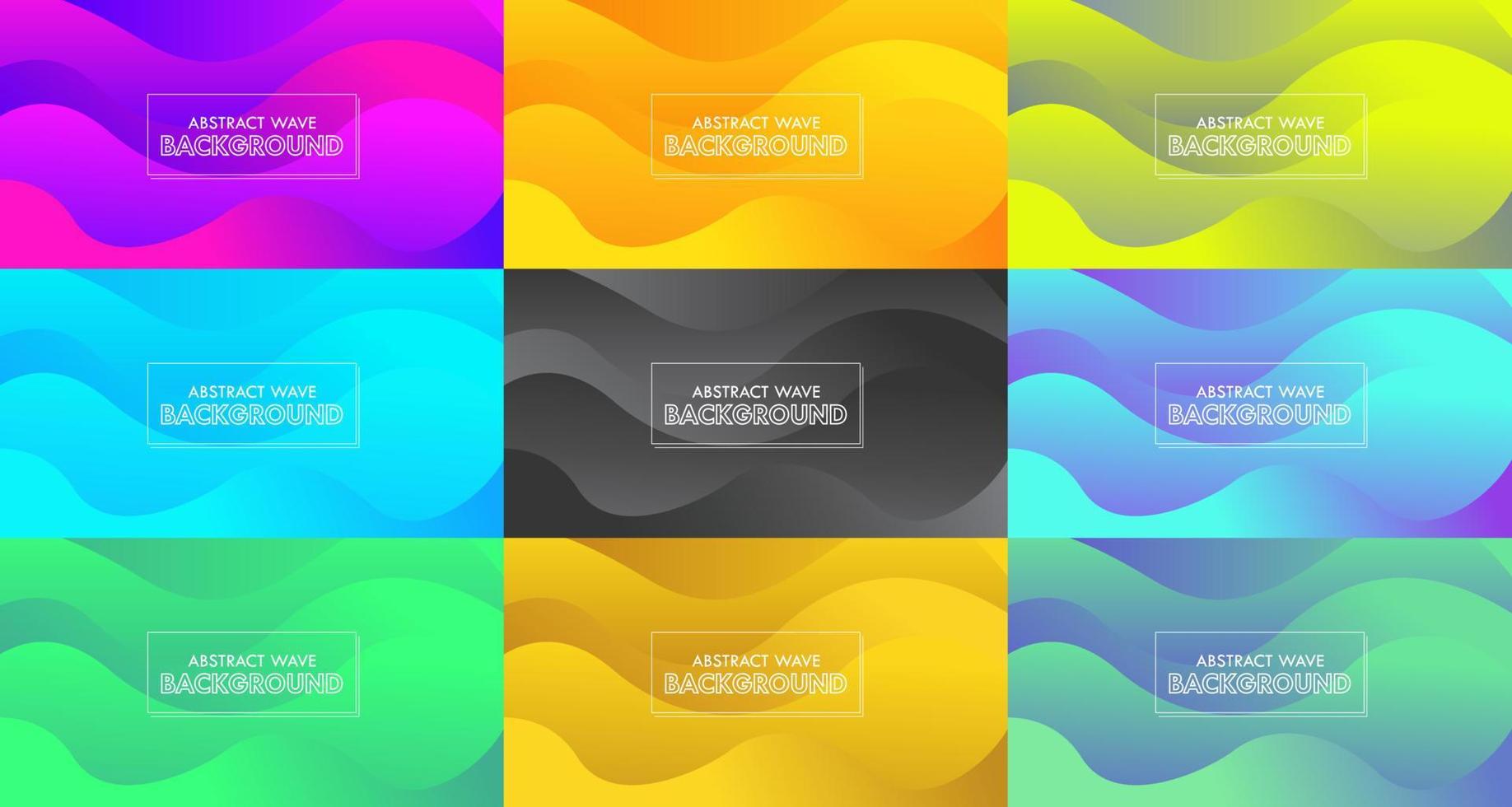 Colorful Abstract Wave Modern Background Set Vector Illustration