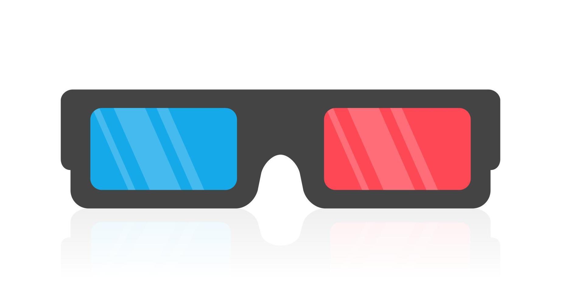 Blue Red Modern 3D Glasses Vector Icon Illustration