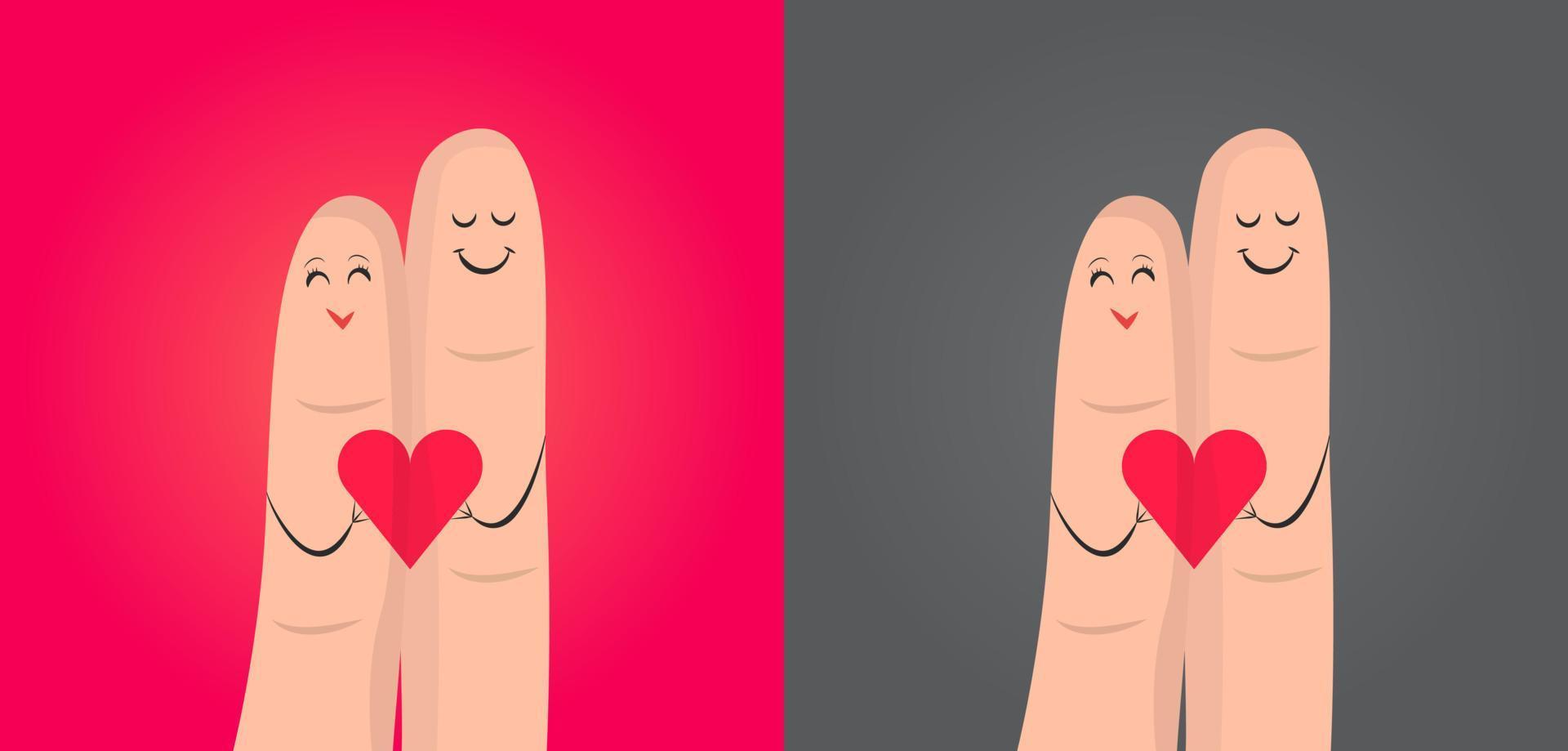 romántico dedos amor enamorado personaje vector ilustración