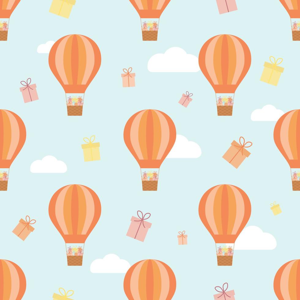 Vector seamless pattern. Balloon with gifts. Design.