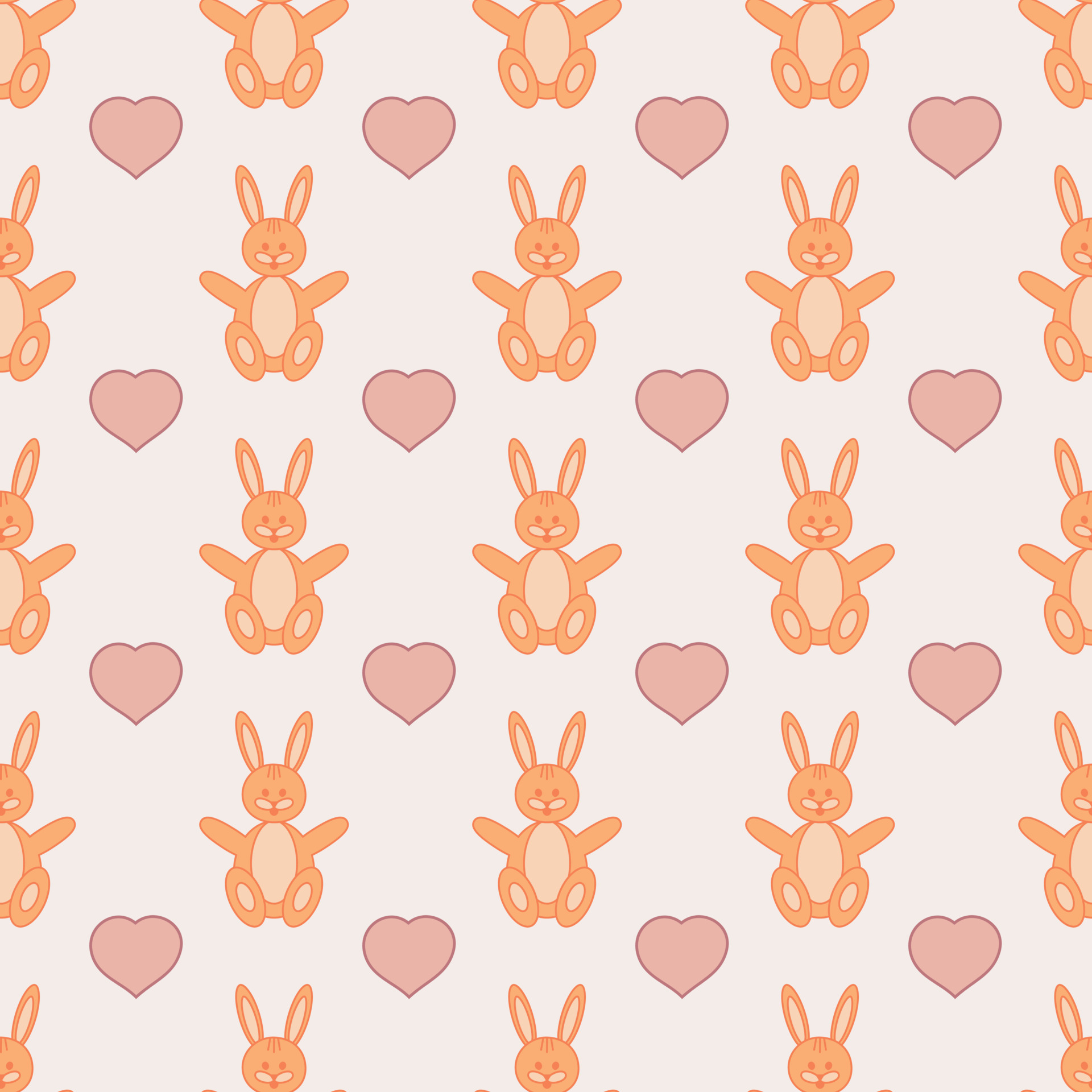 Children's vector seamless pattern. Hare with hearts 20231038 Vector ...