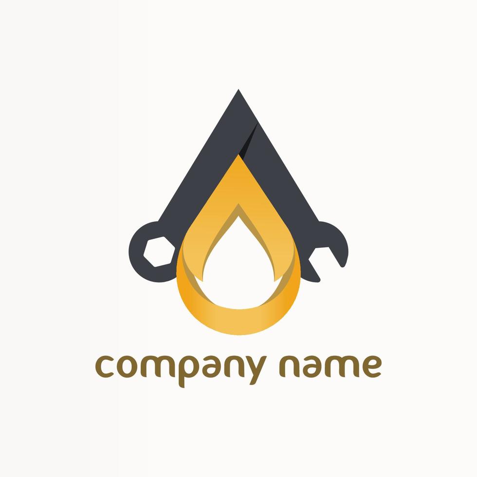 The logo has a wrench and gold water vector
