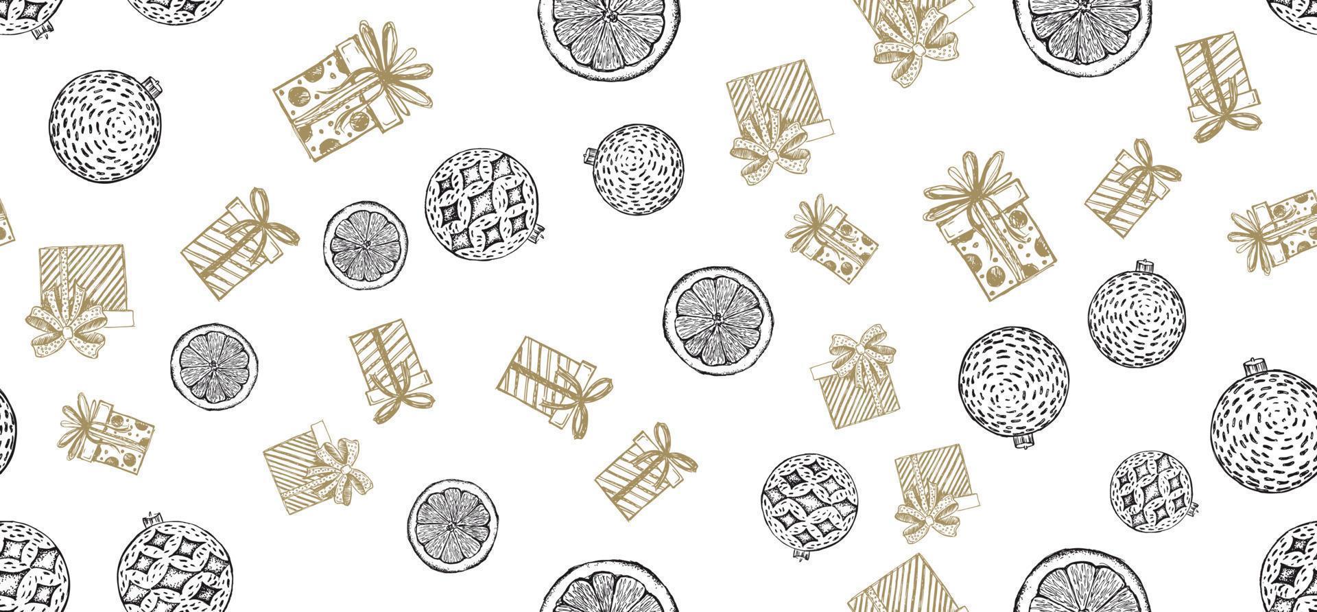 Christmas and New Year set. Hand drawn illustration. vector