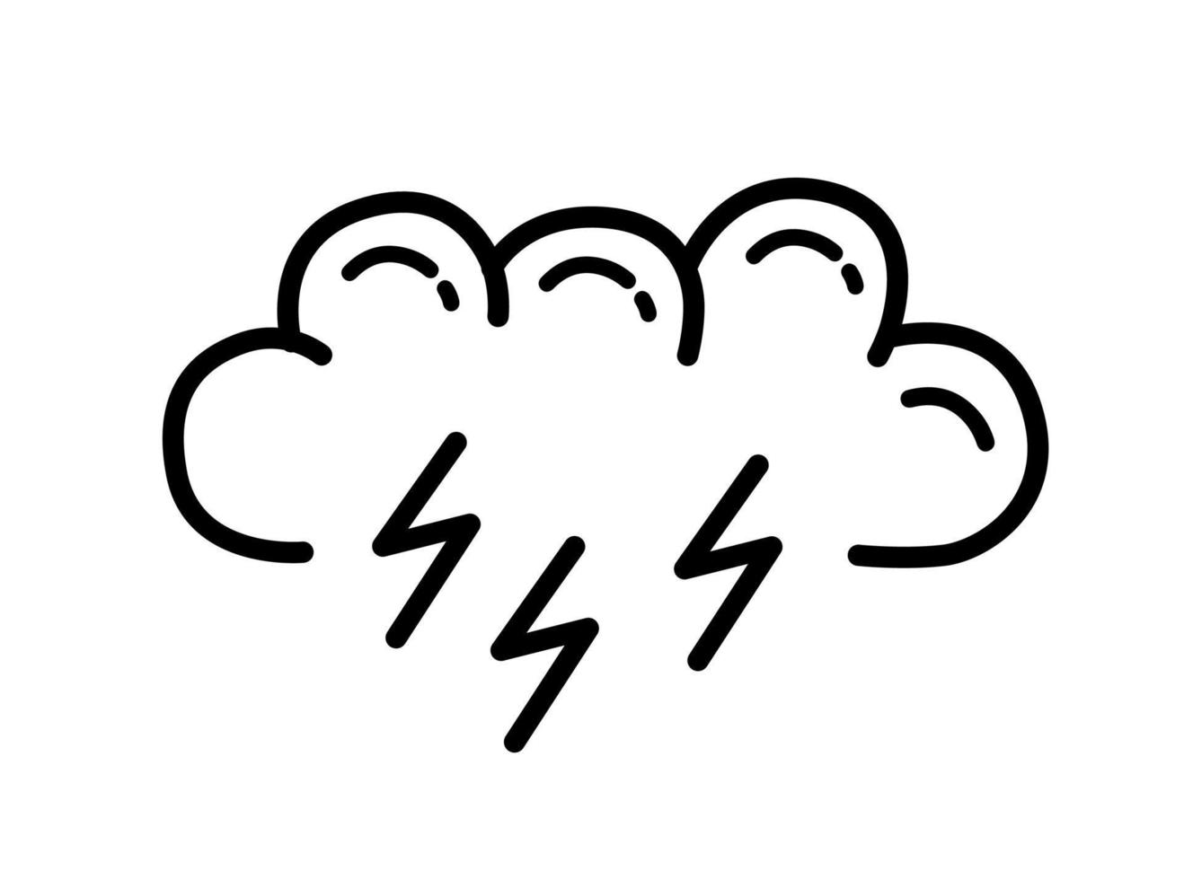 Outline storm cloud isolated on white background, vector