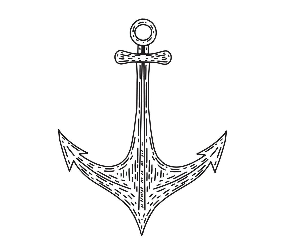 Anchor hand drawn Illustration, vector