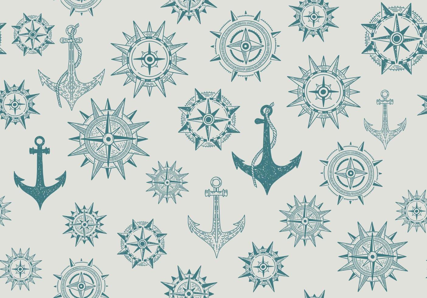 Compass Wind rose, Anchor, pattern, hand drawn Illustration vector