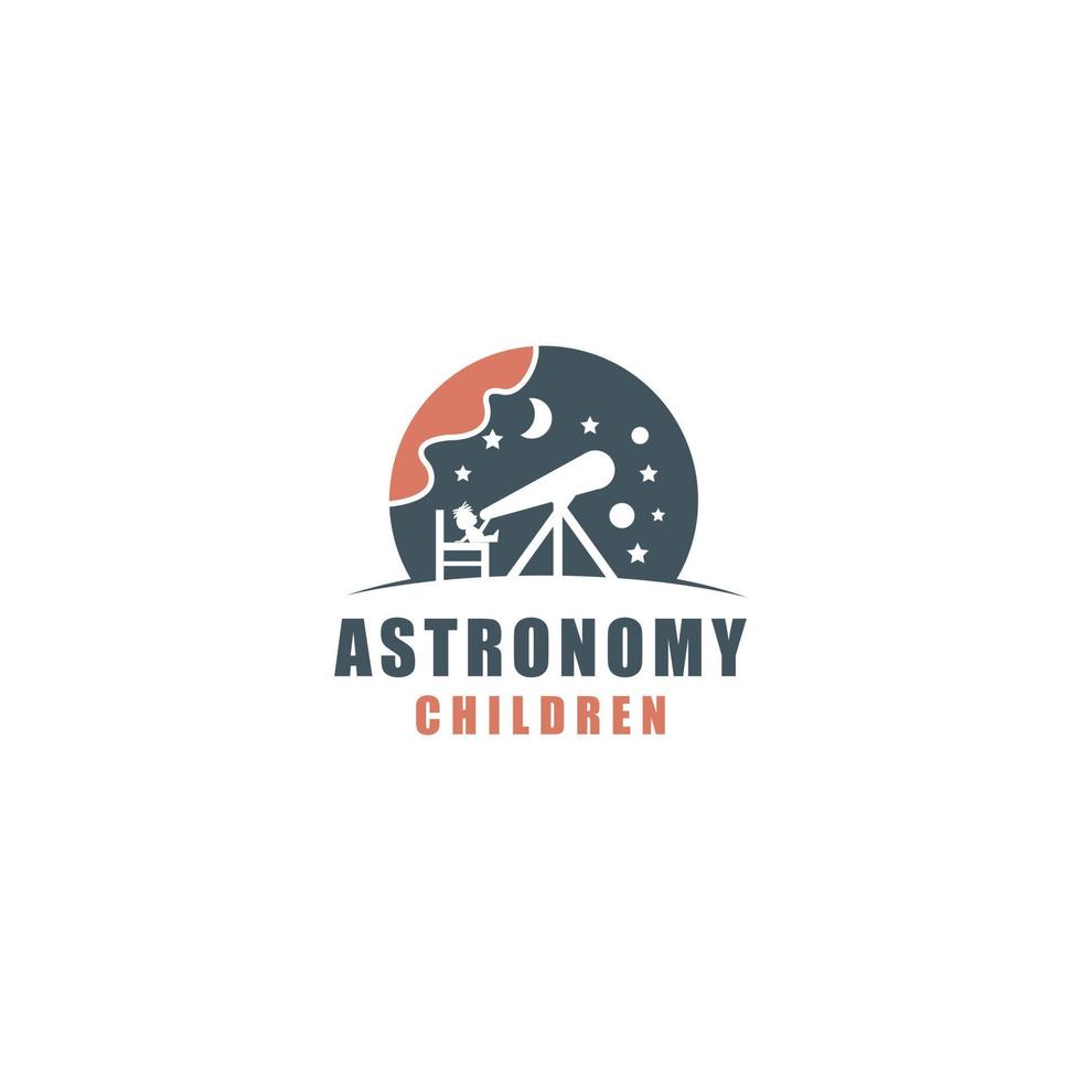 astronomía niños logo añadas vector