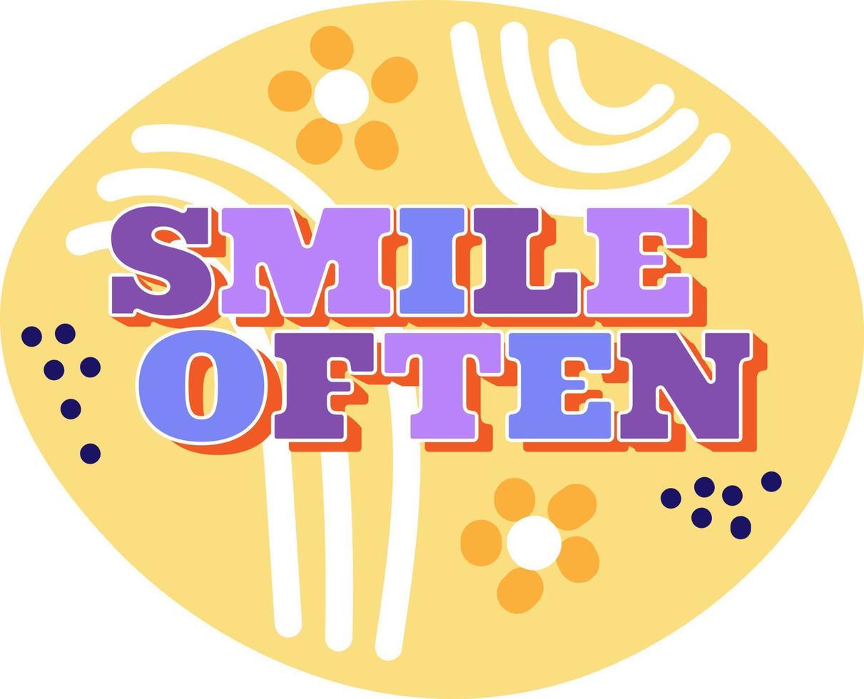 Smile often hand lettering slogan for your design on yellow background vector
