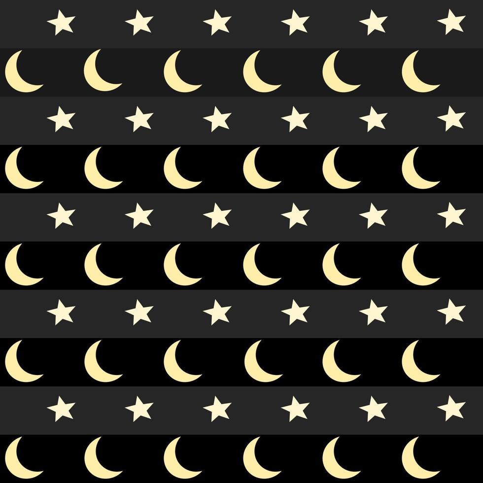 lunas y estrellas en amarillo en negro antecedentes. sin costura modelo. horizontal arreglado vector