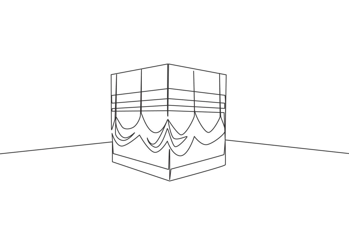 uno continuo línea dibujo de Kaabah edificio a meca ciudad, saudi arabia islámico santo día Ramadán kareem y eid Alabama adha saludo tarjeta concepto soltero línea dibujar diseño vector ilustración