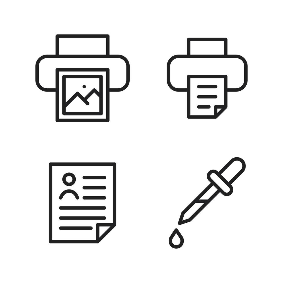 Photography icons set. Printer, print, cv, paint. Perfect for website mobile app, app icons, presentation, illustration and any other projects vector