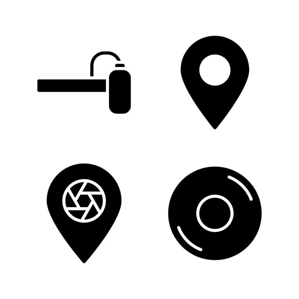 Photography icons set. Audio, pin, pin lens, disc . Perfect for website mobile app, app icons, presentation, illustration and any other projects vector