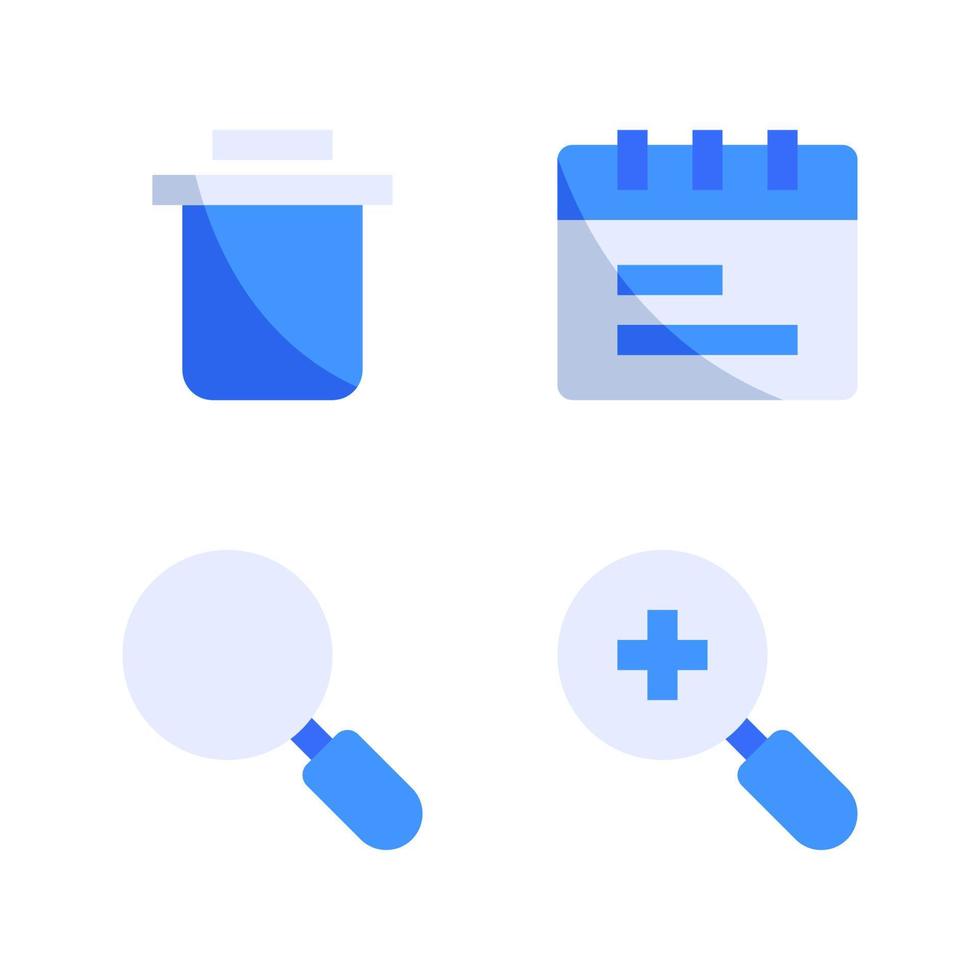 User Interface icon set. Trash bin, calendar, search, zoom in. Perfect for website mobile app, app icons, presentation, illustration and any other projects vector