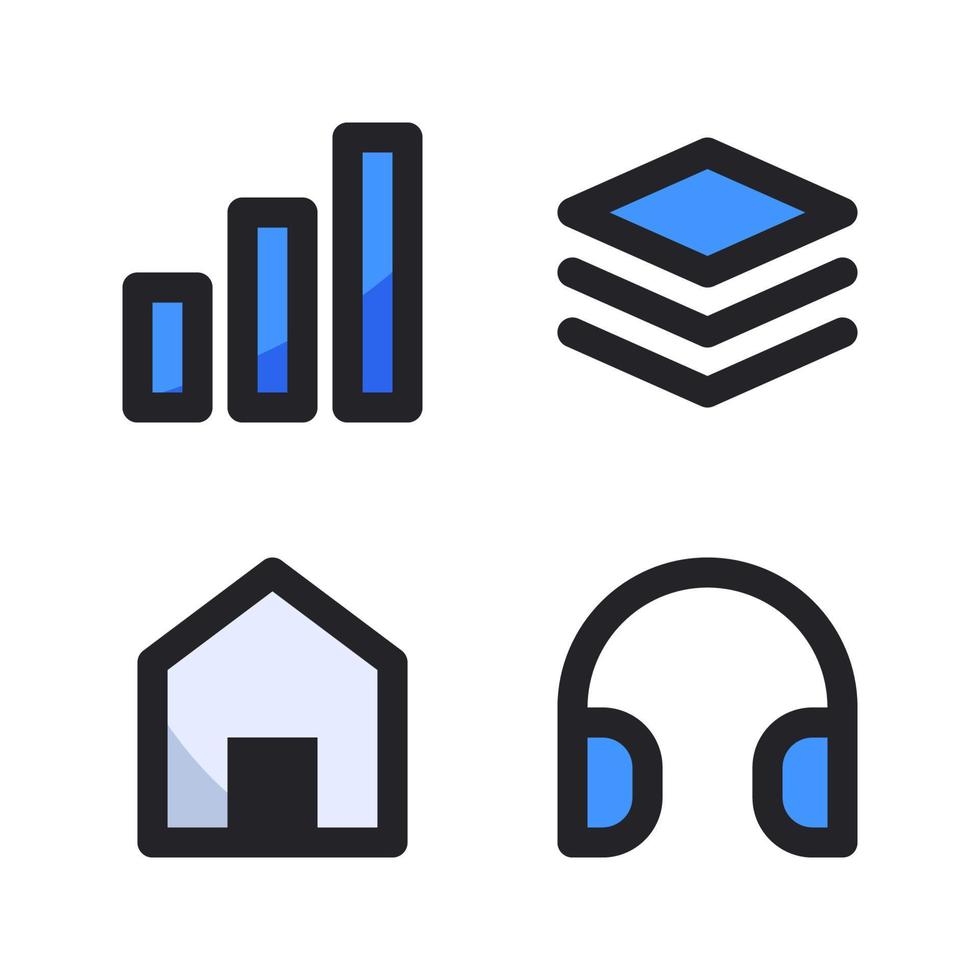 User Interface icon set. Diagram, layers, home, headphone. Perfect for website mobile app, app icons, presentation, illustration and any other projects vector