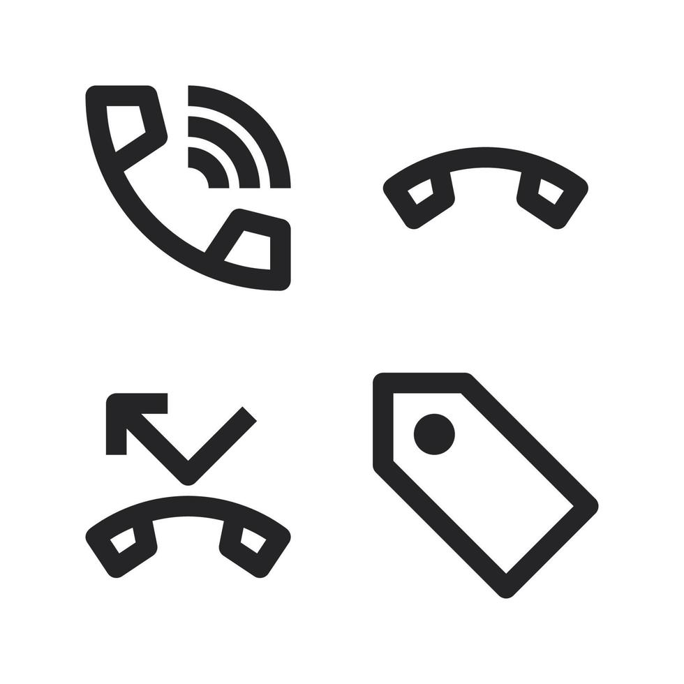 User Interface Icons Set. Telephone, ringing, missed call, label. Perfect for website mobile app, app icons, presentation, illustration and any other projects vector