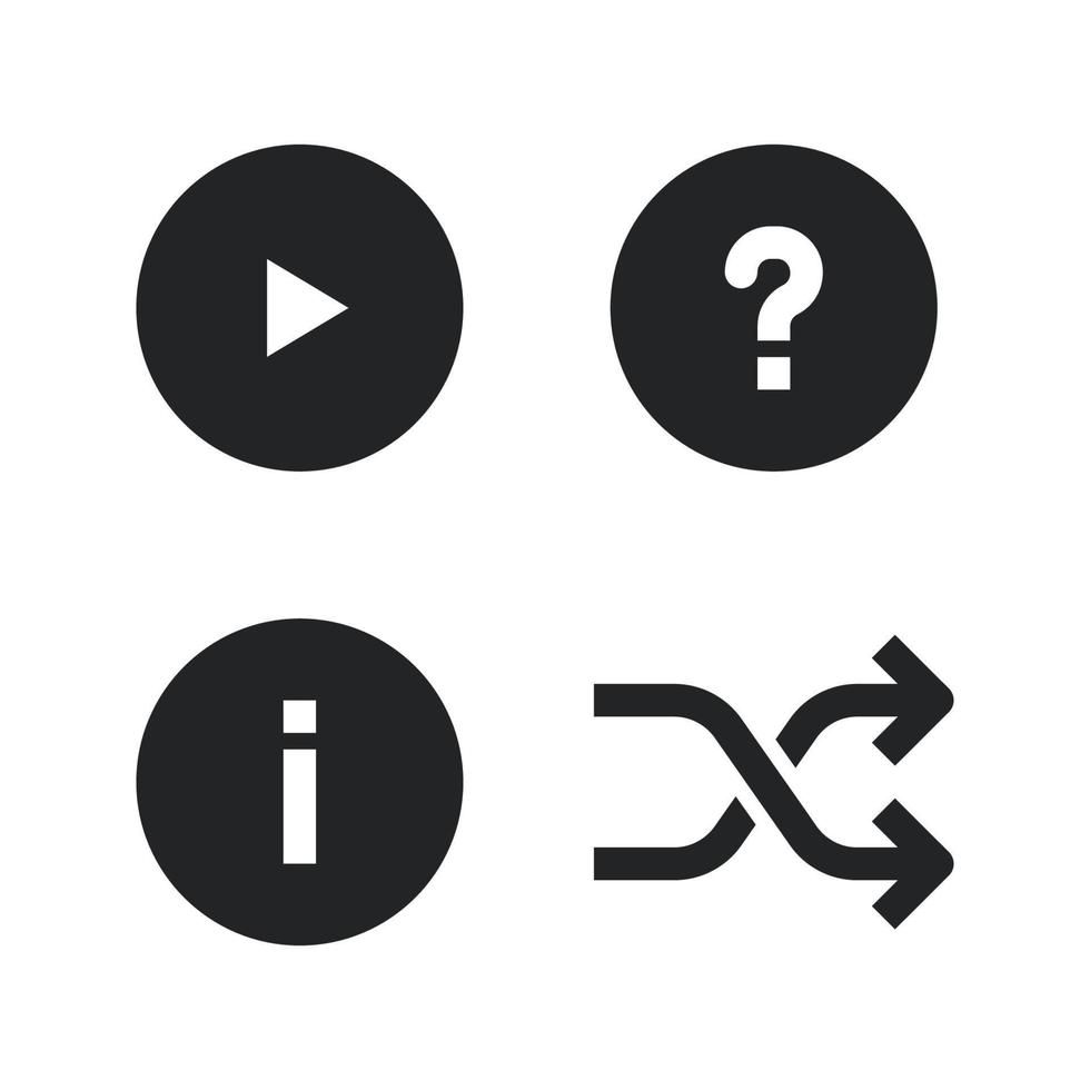 User Interface icons set. Play, question, information, shuffle. Perfect for website mobile app, app icons, presentation, illustration and any other projects vector