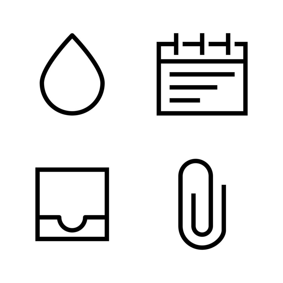 User Interface Icons set. Drop water, calendar, inbox, paper clip. Perfect for website mobile app, app icons, presentation, illustration and any other projects vector